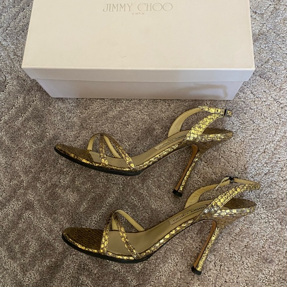 Jimmy Choo Gold Snakeskin Sandals sz 9 EUC! - Picture 3 of 4